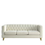 Modern Velvet Sofa with Button Tufting and Metal Legs, Beige Upholstered Couch for Living Room or Bedroom, 3-Seater, W834S00023 - Grand Goldman Shop