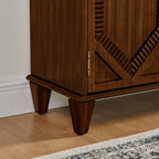65.2' Mid Century Modern Sideboard Buffet Cabinet with Storage, Symmetrical Geometric Accent Coffee Bar Wine Bar Storage Cabinet, Large Console Table for Living Room/Entryway/Kitchen, Walnut - Grand Goldman Shop