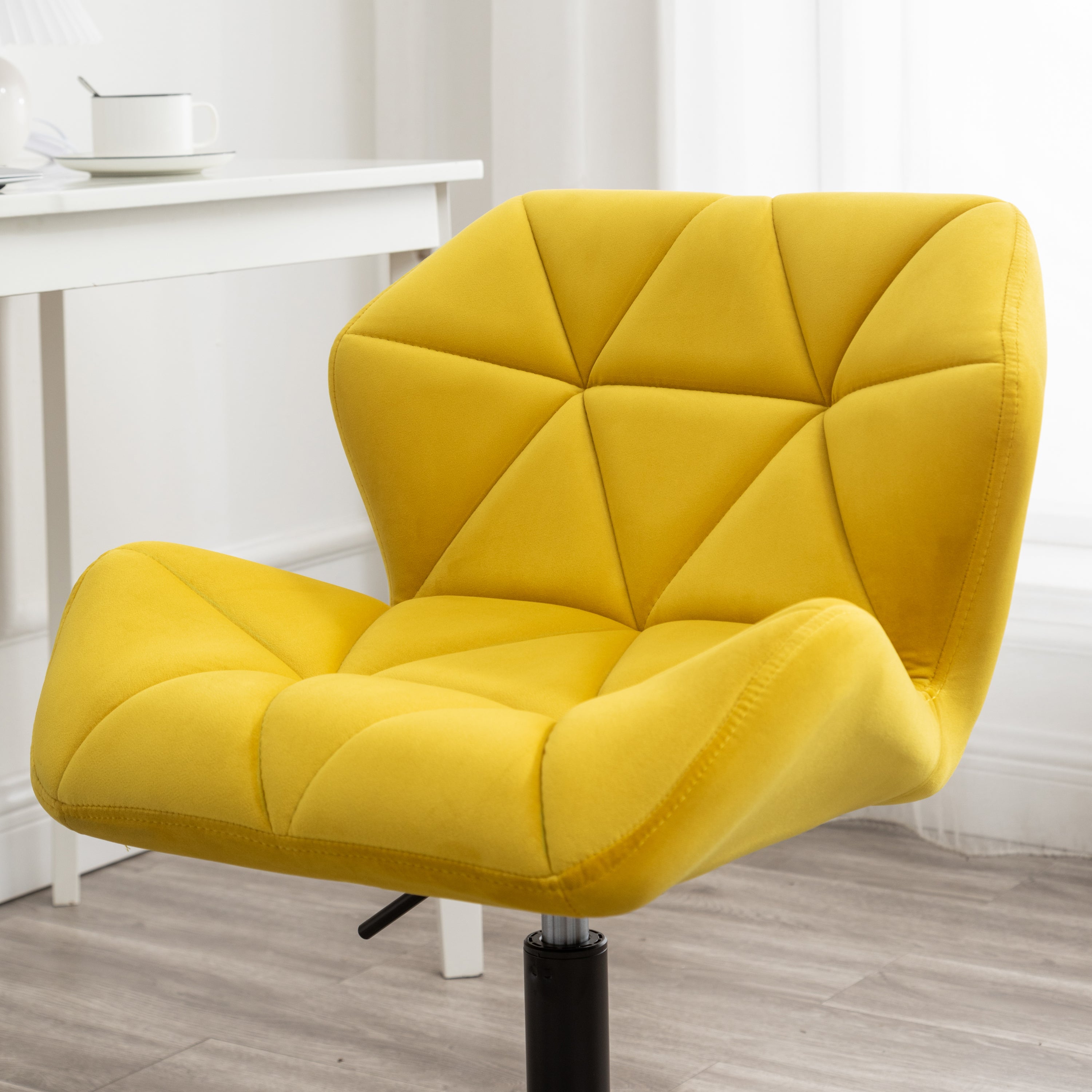Eldon Diamond Tufted Adjustable Swivel Office Chair, Yellow | Premium Home Decor - Grand Goldman