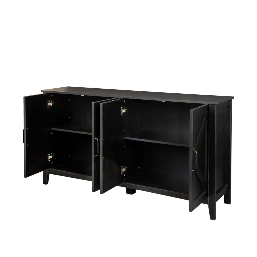 Cabinet with 4 Doors and 4 open shelgves,Freestanding Sideboard Storage Cabinet Entryway Floor Cabinet for Living Room Office Bedroom - Grand Goldman Shop