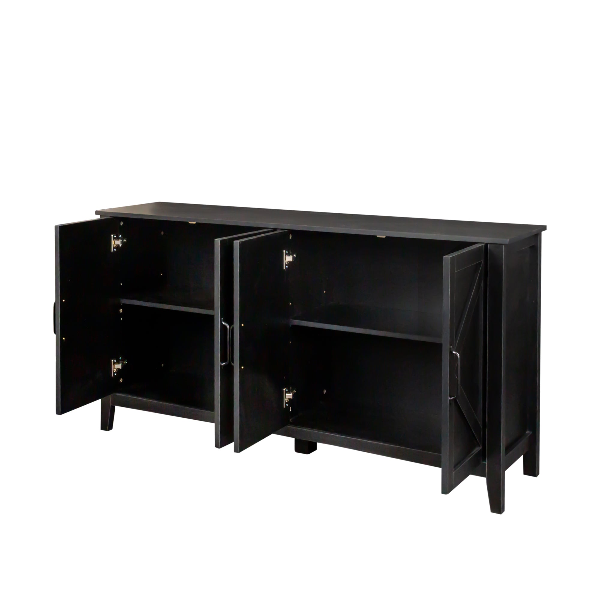 Cabinet with 4 Doors and 4 open shelgves,Freestanding Sideboard Storage Cabinet Entryway Floor Cabinet for Living Room Office Bedroom - Grand Goldman Shop
