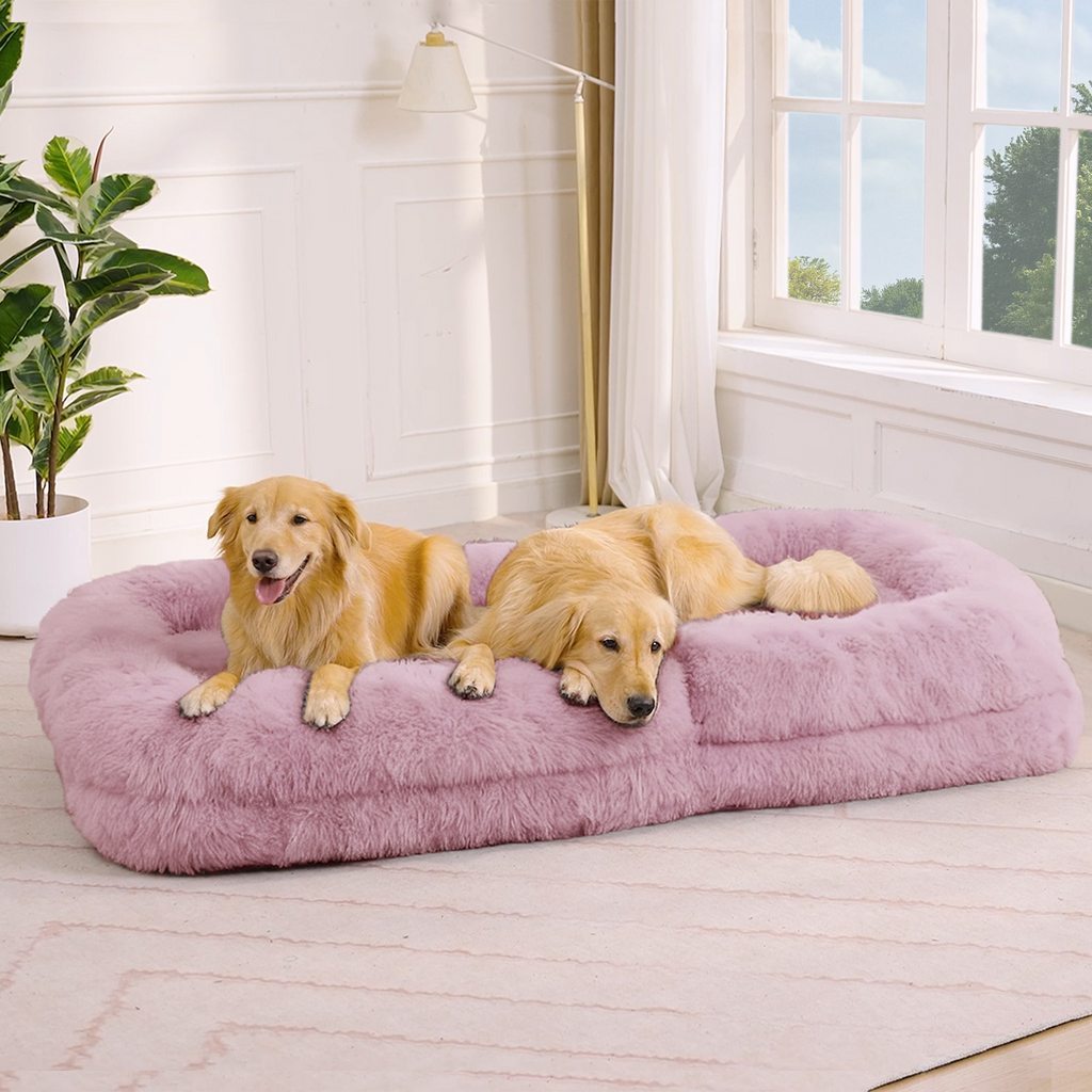 [NEW ARRIVED] [VIDEO PROVIDED] Human Dog Bed,Lazy Sofa,5-Position Adjustable Convertible,Floor Gaming Chair,bedroom, living room,Suitable for gaming, meditation,relaxation,Plush Fabric,Pink - Grand Goldman Shop