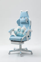 Cat Ears Gaming Chair - Ergonomic PU Leather Office Chair, Cute Chair with Footrest for Adult 310lbs Capacity, 90°-155° Recli
