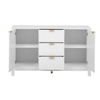 U_STYLE Sideboard with Wave Design - 3 Adjustable Shelves, 3 Drawers & Soft-Close Doors, Storage Console Table with Metal Handles, Suitable for Study, Hallway and Living Room, 3 Colors - Grand Goldman Shop
