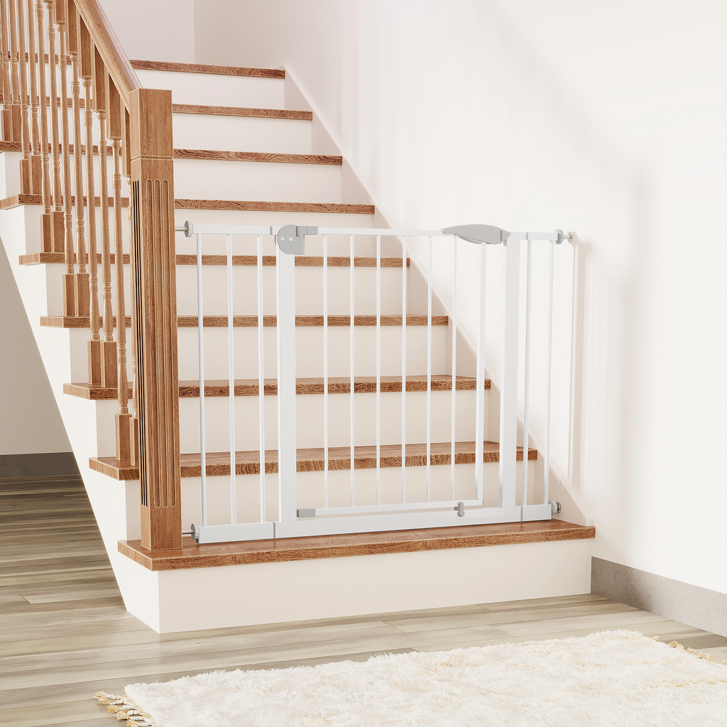 2 Pack 29.5-44.1' Wide Baby Gate for Stairs, Dog Gate Indoor for Doorways, No Drilling Pressure Mounted Pet Gates for Kids, E
