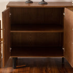 59.84' Gold-Toned 4-Door Sideboard Buffet Cabinet - Solid Wood & MDF Arched Door Storage Console Table for Dining Room/Living Room - Grand Goldman Shop