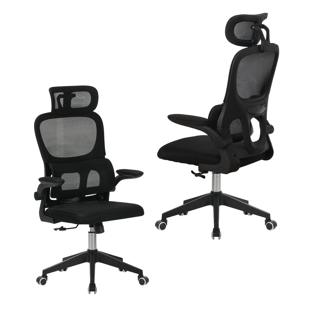 High Back Ergonomic Office Chair with Mesh Fabric, Black, Big and Tall Design for Home Office, Task Chair with Tilt Function,