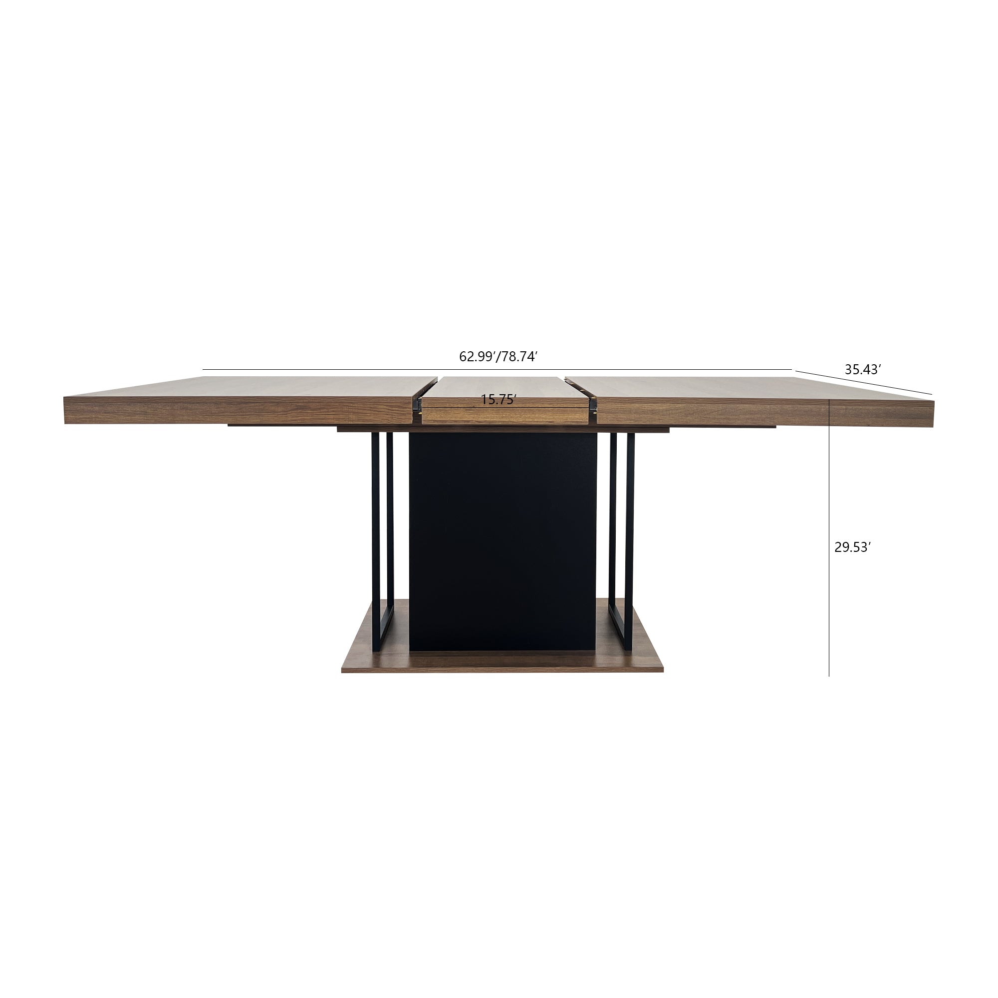 Rectangle extendable dining table for 6-10 people aged effect wood and black 160-200 cm - Grand Goldman Shop