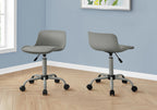 Office Chair, Adjustable Height, Swivel, Ergonomic, Computer Desk, Work, Juvenile, Grey Leather Look, Grey Metal, Contemporar