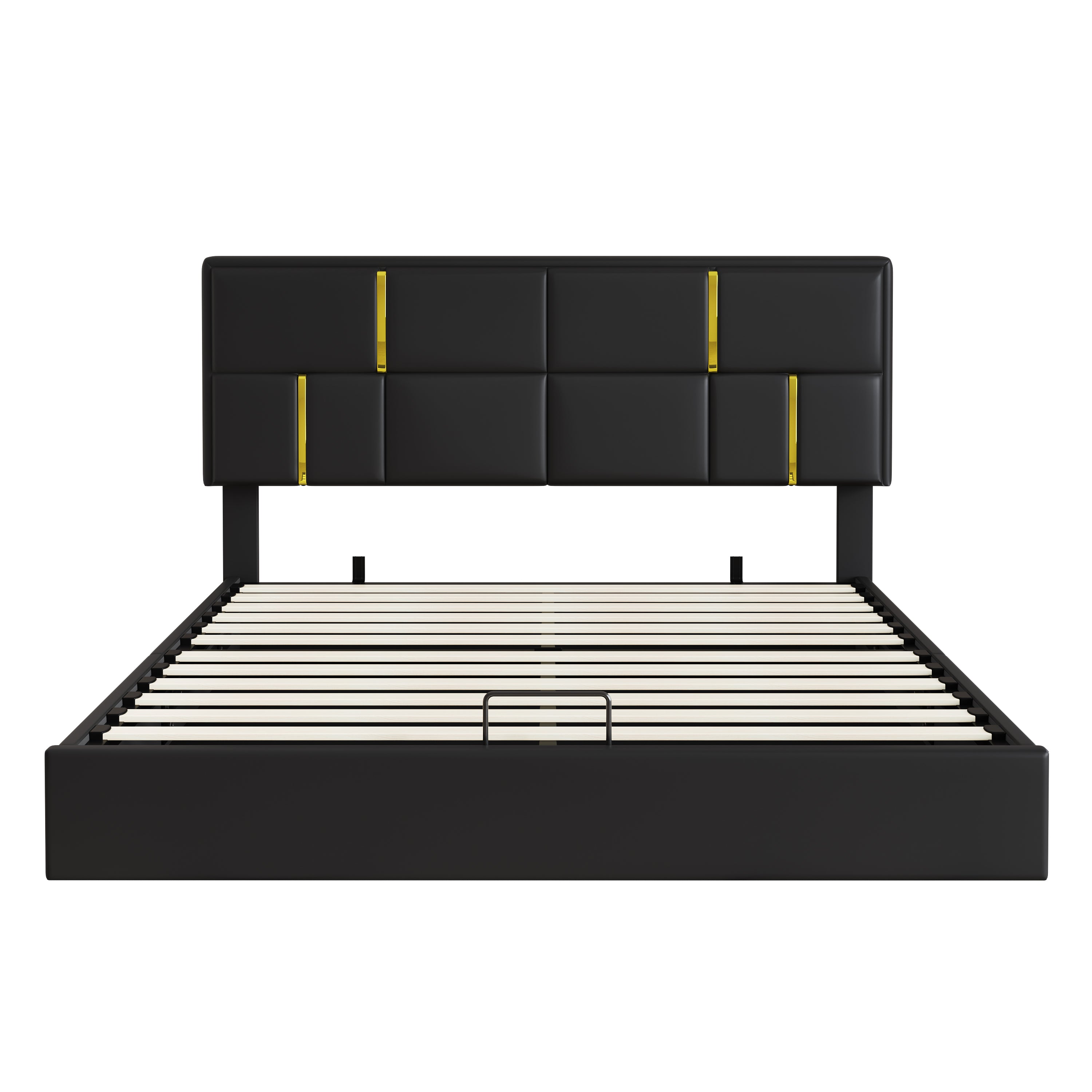 2-Pieces Bedroom Sets,Queen Size Upholstered Platform Bed with Hydraulic Storage System,Storage Ottoman with Metal Legs,Black(Old SKU:N733S207778B) - Grand Goldman Shop