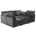 Stylish Modular U-Shaped Sectional Sofa with USB Ports, Black Chenille, 86.6' - Grand Goldman Shop