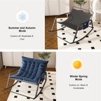 Blue Rocking Chair with Storage, Cushions & Armrests, All-Season Comfort Lounge Recliner, Breathable Ergonomic Lounge Chair for Bedroom, Living Room, Patio, Garden - Grand Goldman Shop