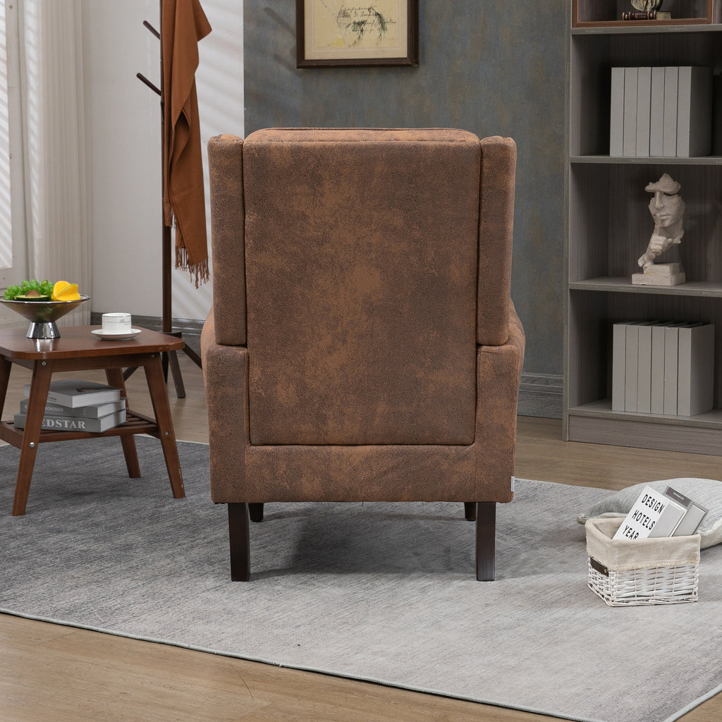 Modern Coffee Wood Frame Armchair with Sturdy Wood Legs and Microsuede Upholstery for Living Room - Grand Goldman Shop