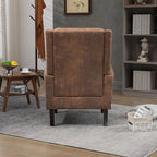 Modern Coffee Wood Frame Armchair with Sturdy Wood Legs and Microsuede Upholstery for Living Room - Grand Goldman Shop