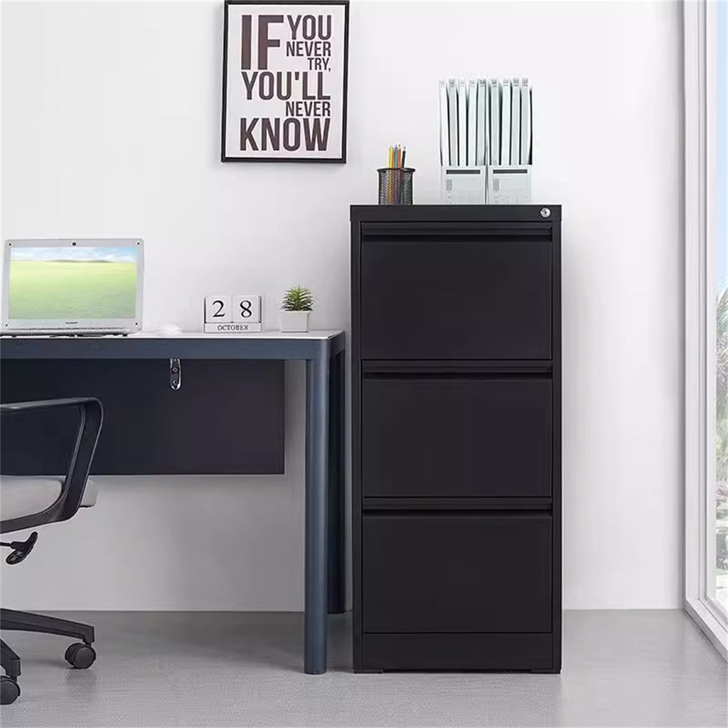 4 Drawer Vertical File Cabinet with Lock for Home Office Organizer, Black Metal Filing Cabinet, Letter/A4/Legal Size - Shop Q