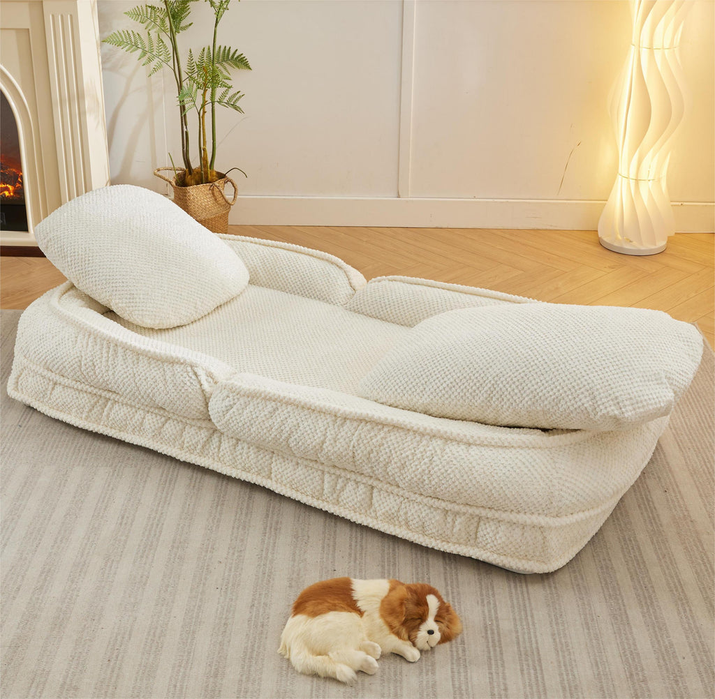 [VIDEO provided] Human Dog Bed ,Lazy Sofa Couch ,5 Adjustable Position,sit,sleep,fold,suit to put in bedroom, living room ,Space Saving Design,White - Grand Goldman Shop