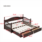 Wooden Twin Size Daybed with Twin Size Trundle, Extendable Daybed with Two Storage Drawers, Espresso(Expected Arrival Time:9.12) - Grand Goldman Shop