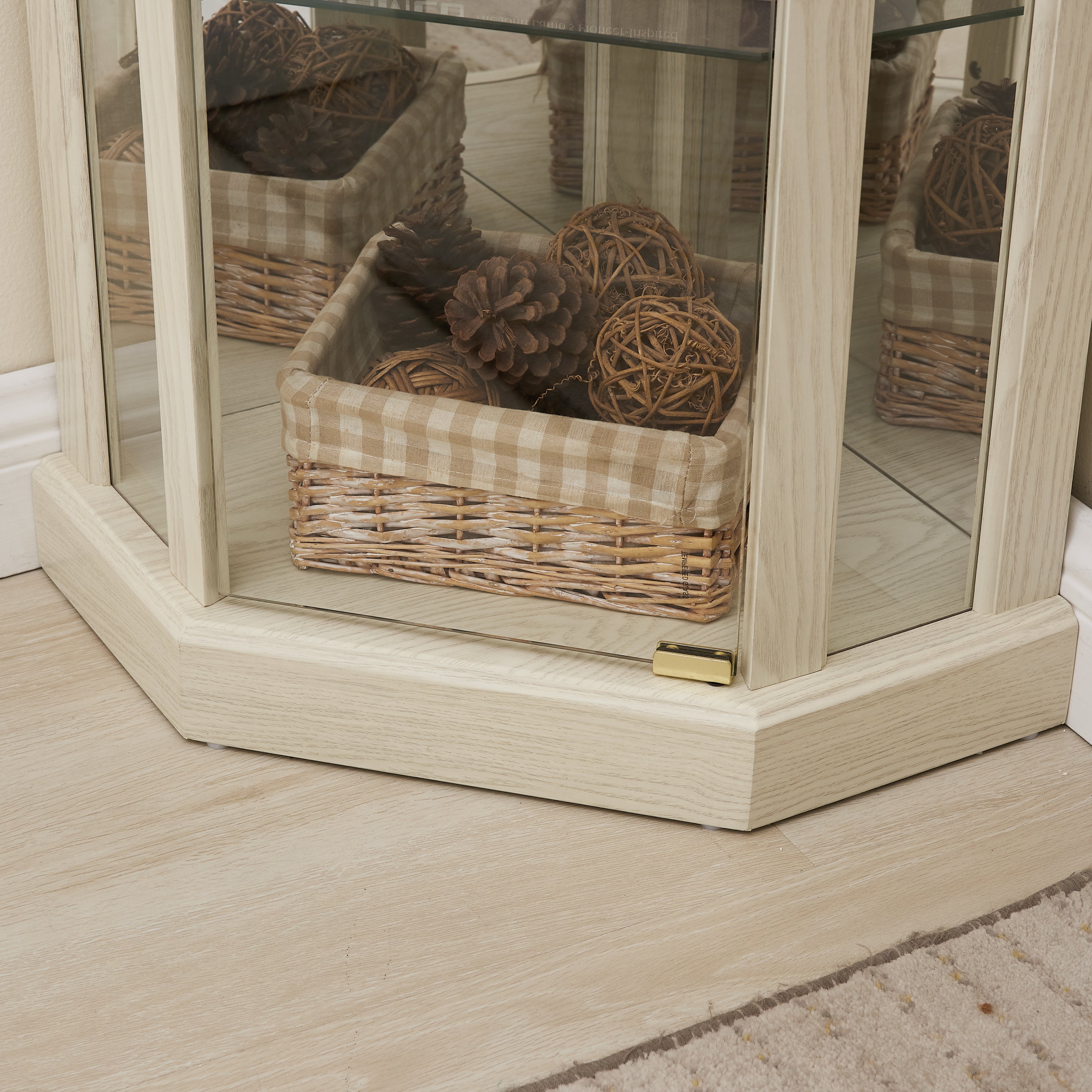 Corner Lighted Curio Cabinet Corner Glass Cabinet Lighted Curio Cabinet Corner Display Case for Living Room, Curio Cabinet, Antique collection, Wine,Bar Glass Storage Light Included,Antique White - Grand Goldman Shop