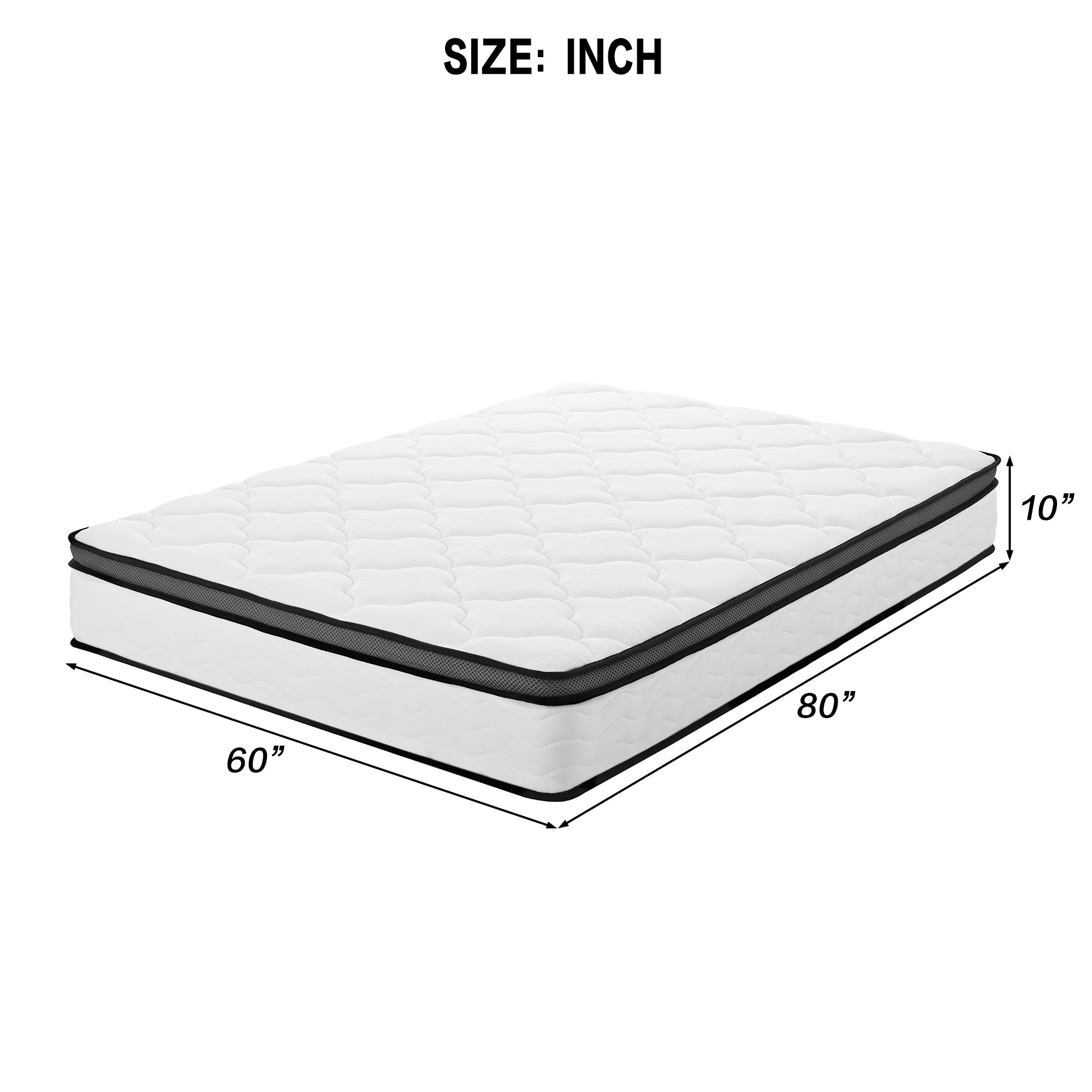 Hybrid Queen Mattress with Pocket Coils, Medium Firm, Breathable Comfort, Creamy White Gray Fabric - Grand Goldman Shop