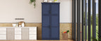 [Assembly Video Provided] TOPMAX 35.5x17.6x70.9inch Freestanding Kitchen Pantry Cabinet, Tall Storage Cabinet with 4 Doors, 2 Door Shelves, 8 Pull-out Trays and Adjustable Shelf for Dining Room, Blue - Grand Goldman Shop