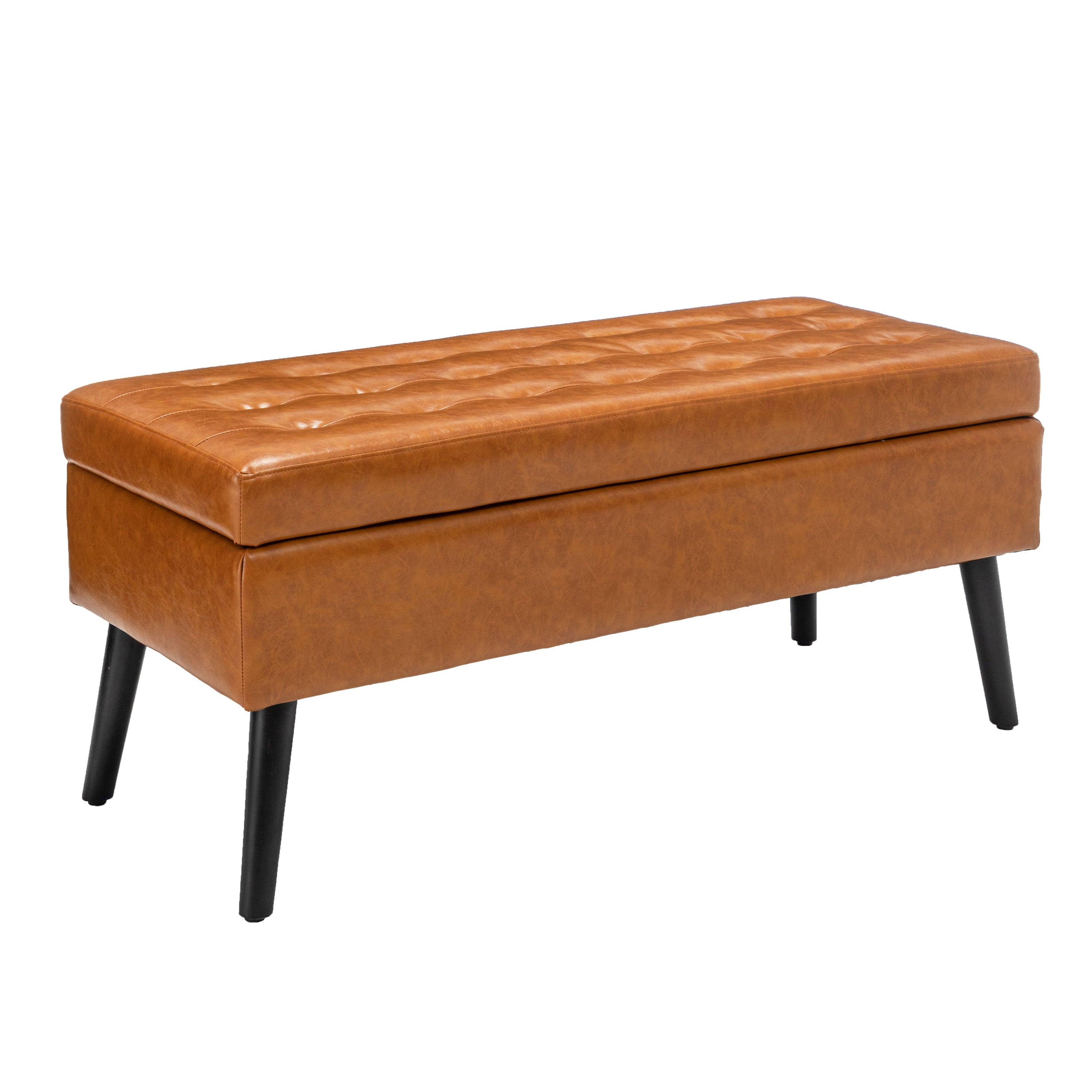 Storage Bench with Storage Bench for Bedroom End of Bed Bench Foot of Bed Bench Entryway Bench Storage Ottoman Bench 43.3' W x 17.7' Brown Leather Bench - Grand Goldman Shop