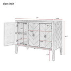 U_STYLE Adjustable Shelf Storage Sideboard with 3 Retro Metal Handles and 4 Pinewood Legs, for Entryway, Living Room, Study Room, Dining Room - Grand Goldman Shop