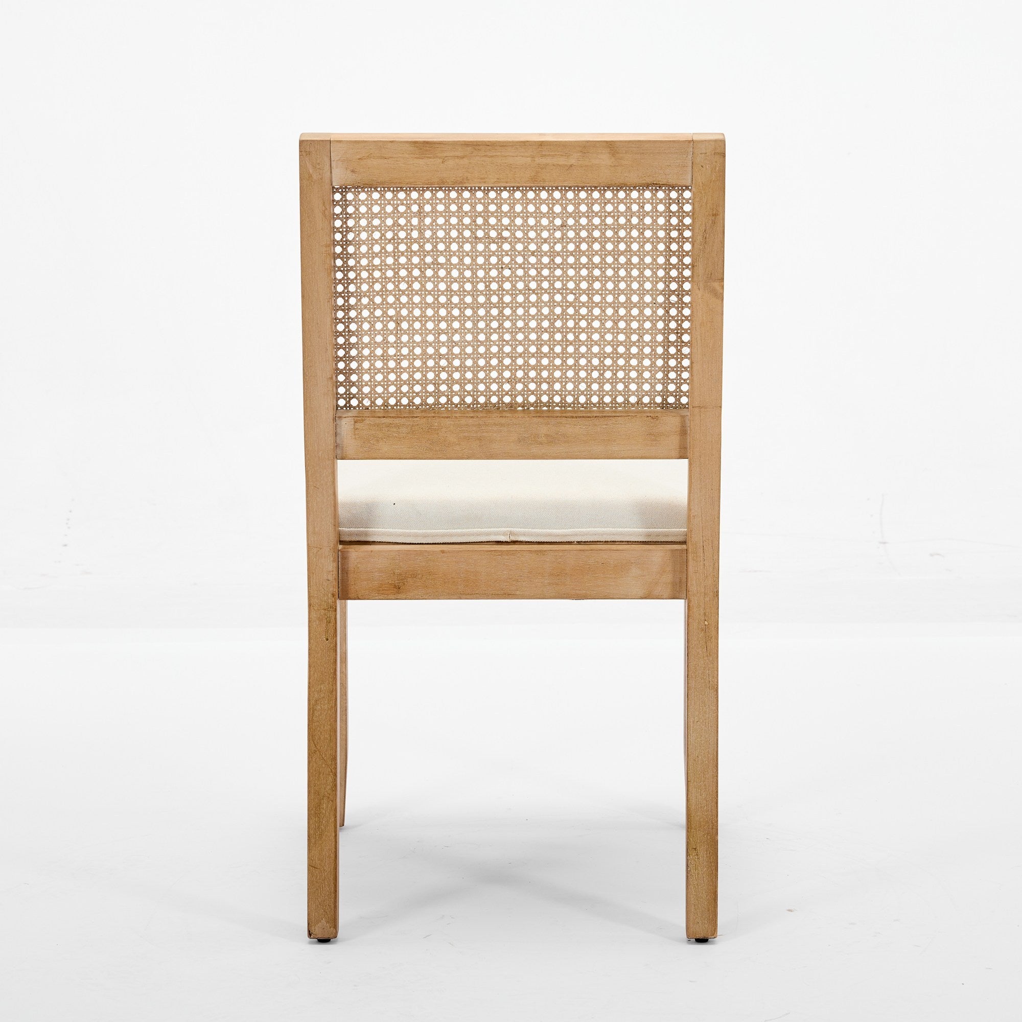 Farmhouse Rattan Dining Chairs Set of 2, Mid Century Modern Kitchen & Dining Room Chairs, Cane Upholstered Kitchen Side Chair with Natural Hardwood Frame, Beige - Grand Goldman Shop