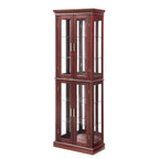 Lighted Curio Cabinet with Adjustable Shelves, Mirrored Back, and Tempered Glass Doors, 6-Tier Cherry Finish - Grand Goldman Shop