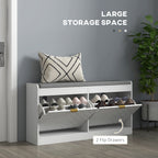 HOMCOM Shoe Bench, Entryway Bench with 2 Flip Drawers, Seating Cushion, and 2 Vents for 8 Pairs of Shoes for Hallway, White - Grand Goldman Shop