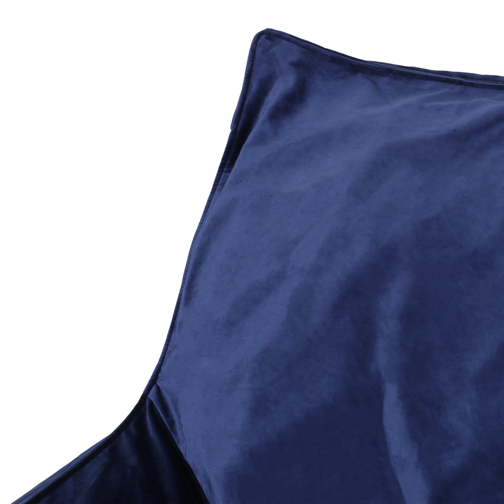 Allea Velveteen Armrest Bean Bag Chair, Navy Blue, Soft Velvet, 42x40x32 inches - Grand Goldman Shop