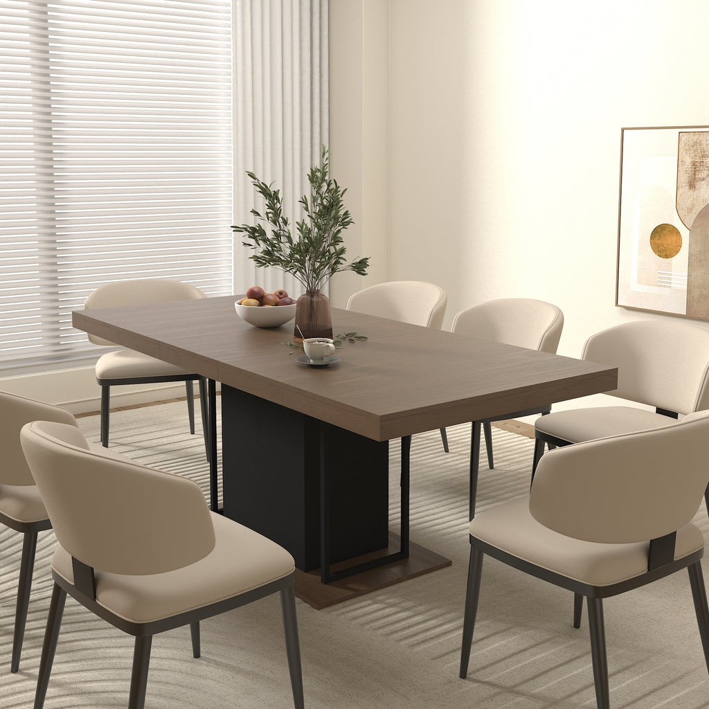 Rectangle extendable dining table for 6-10 people aged effect wood and black 160-200 cm - Grand Goldman Shop