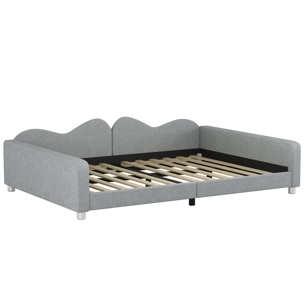 Full size Upholstered Daybed, Sherpa Fabric Sofabed with Cloud-Shaped Backrest, No Box-spring Needed, Gray(Old SKU: WF532069AAE) - Grand Goldman Shop