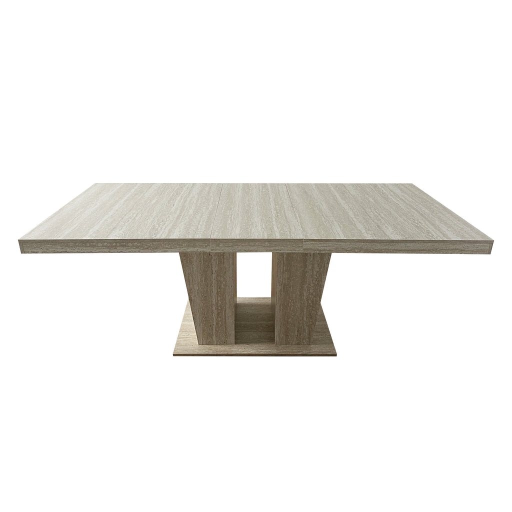 Rectangular extendable dining table, suitable for 6-10 people, with veined travertine pattern, dimensions 160-200 cm, simple and elegant. - Grand Goldman Shop