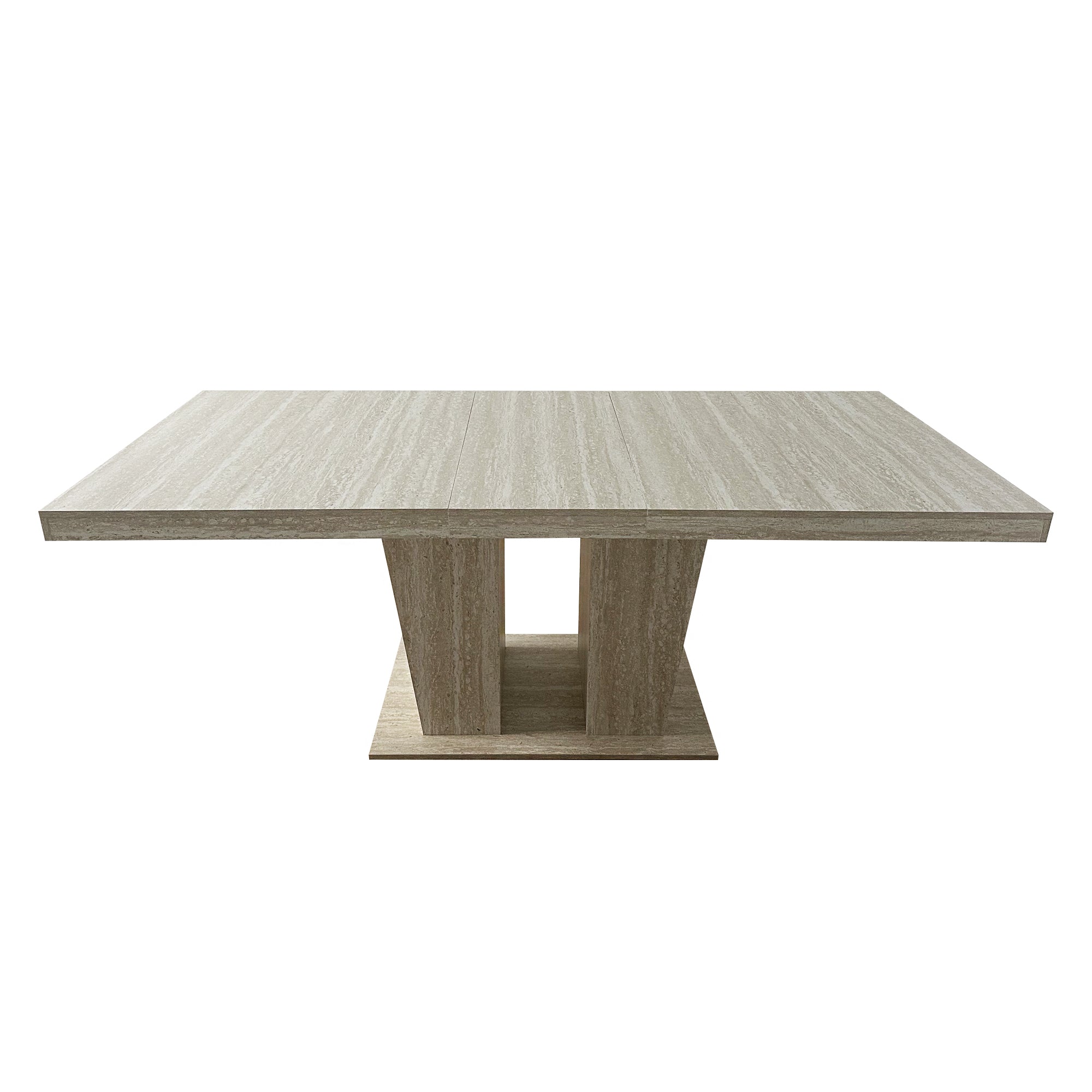 Rectangular extendable dining table, suitable for 6-10 people, with veined travertine pattern, dimensions 160-200 cm, simple and elegant. - Grand Goldman Shop