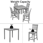 5 Piece Dining Table Set, Wooden Dining Square Table Set for 4, Counter Height Kitchen Table Set with Square Table and 4 Upholstered Chairs for Small Space, Gray - Grand Goldman Shop