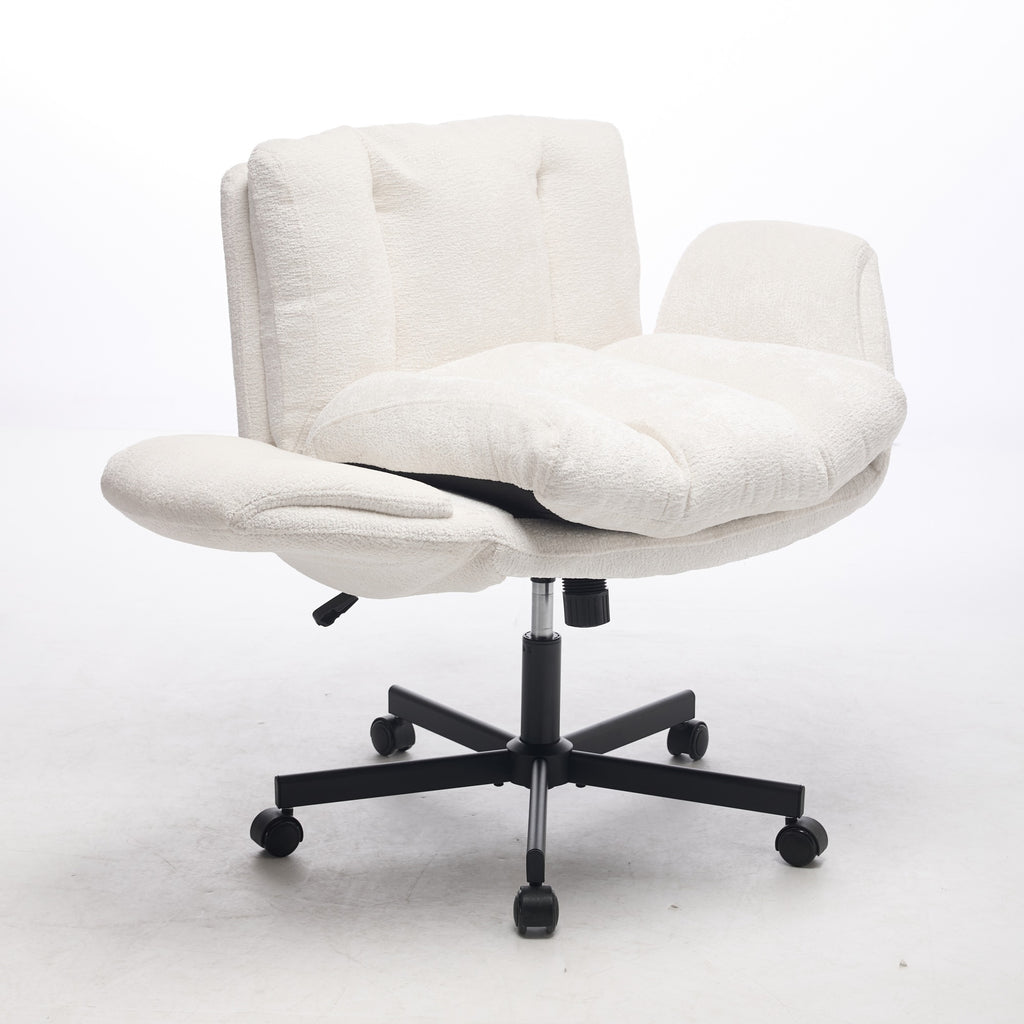Modern Chenille Swivel Office Chair, Height Adjustable Task Chair with Convertible Multi-Position Armrests,Comfy Double Cushi