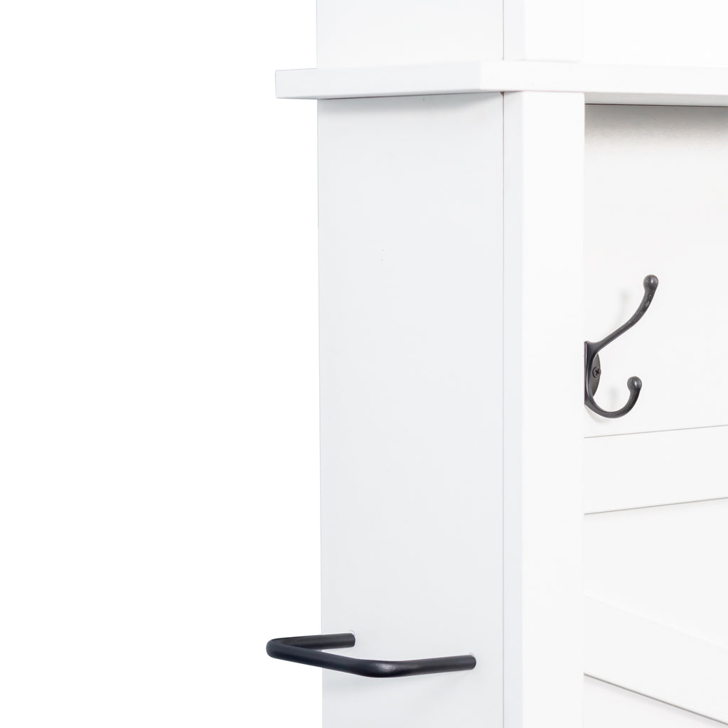 Farmhouse 4-in-1 Hall Tree with 6 Hooks, Walnut Entryway Bench with Shelves,  Wooden Style Rustic Shoe Organizer with 16 Open Compartments for Mudroom, Living Room, White (OLD SKU: N721P264915K) - Grand Goldman Shop