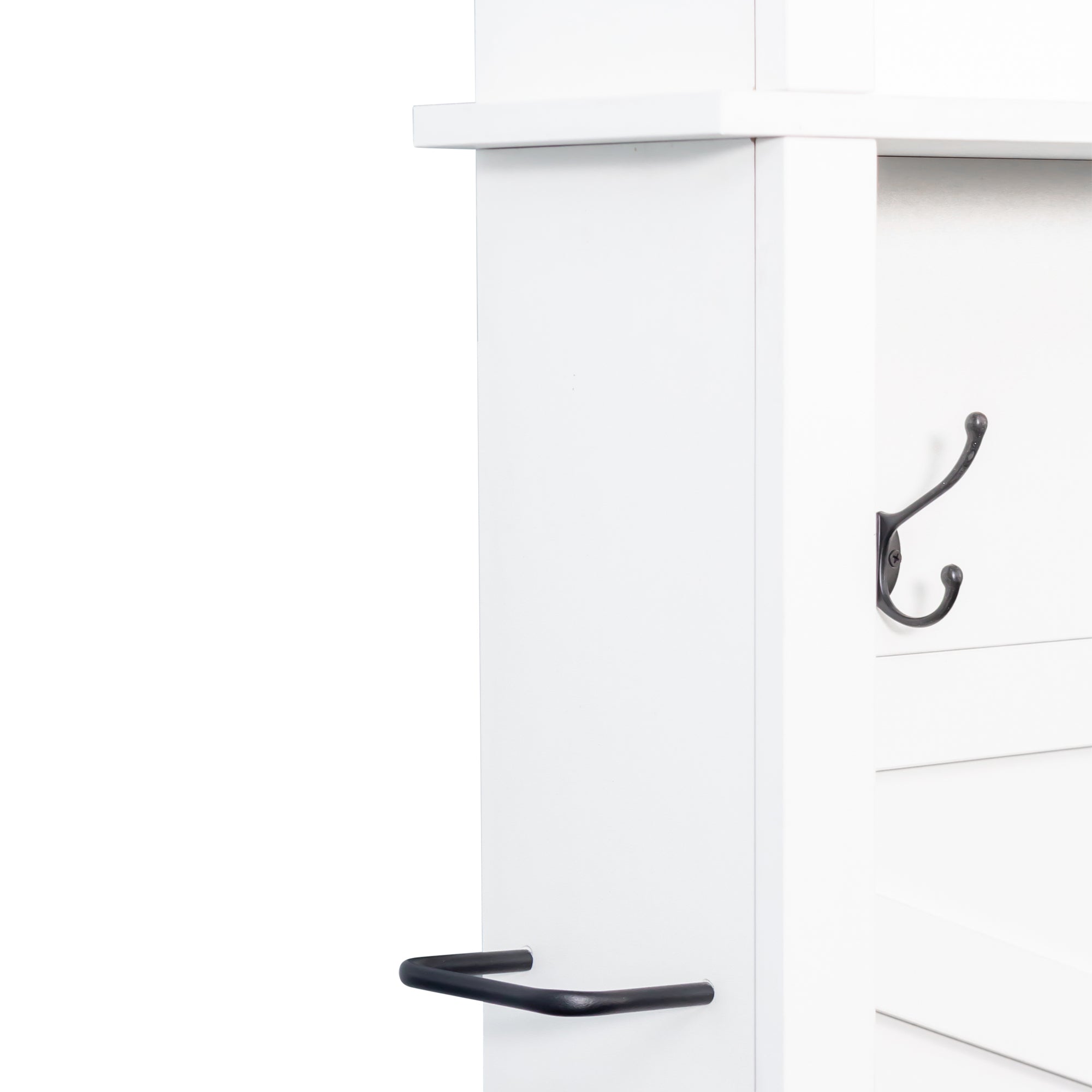 Farmhouse 4-in-1 Hall Tree with 6 Hooks, Walnut Entryway Bench with Shelves,  Wooden Style Rustic Shoe Organizer with 16 Open Compartments for Mudroom, Living Room, White (OLD SKU: N721P264915K) - Grand Goldman Shop