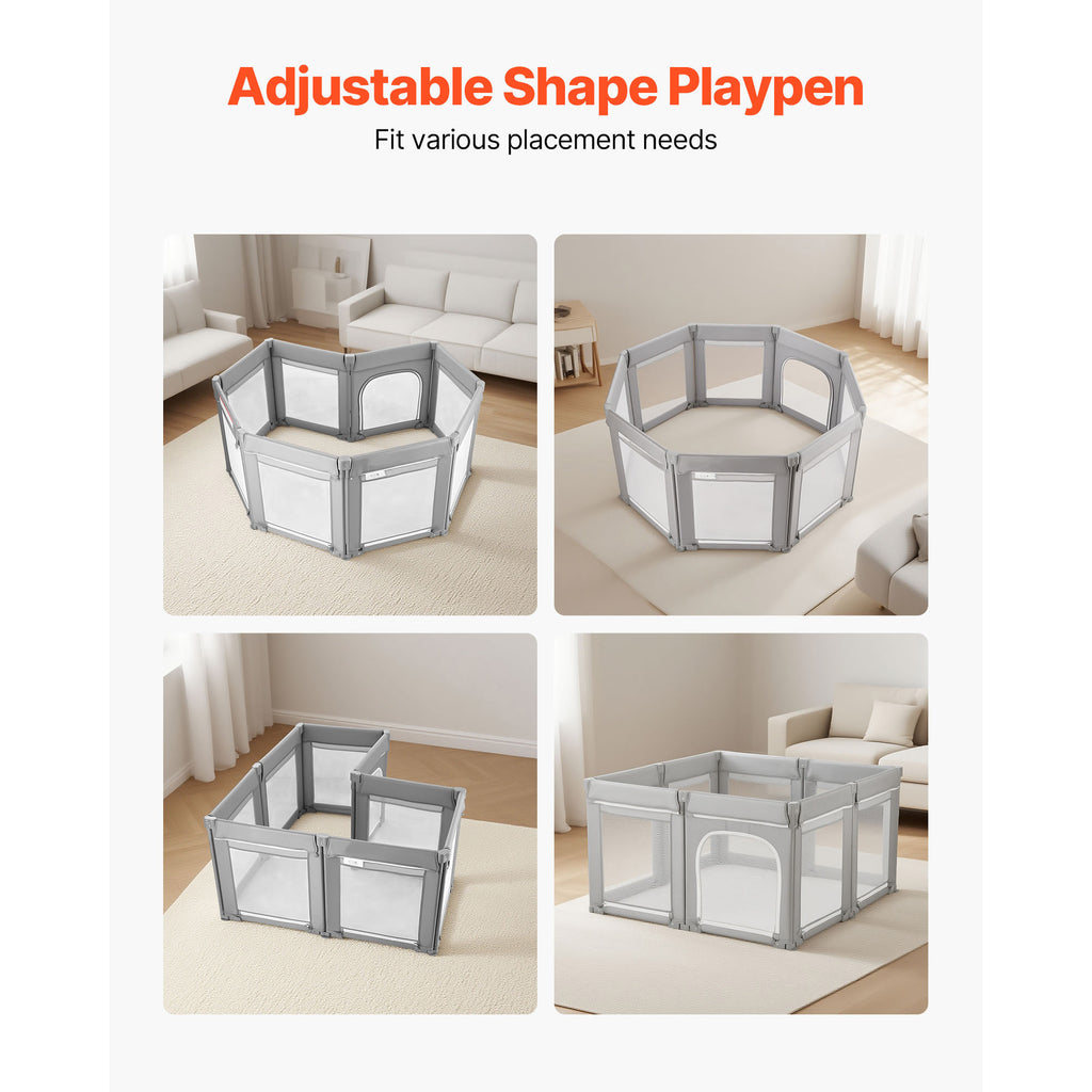 Baby Playpen, 78.7″ x 70.1″ Extra Large Toddlers Playpen, Foldable Baby Fence Play Yard with Zippered Door & Soft Breathable 