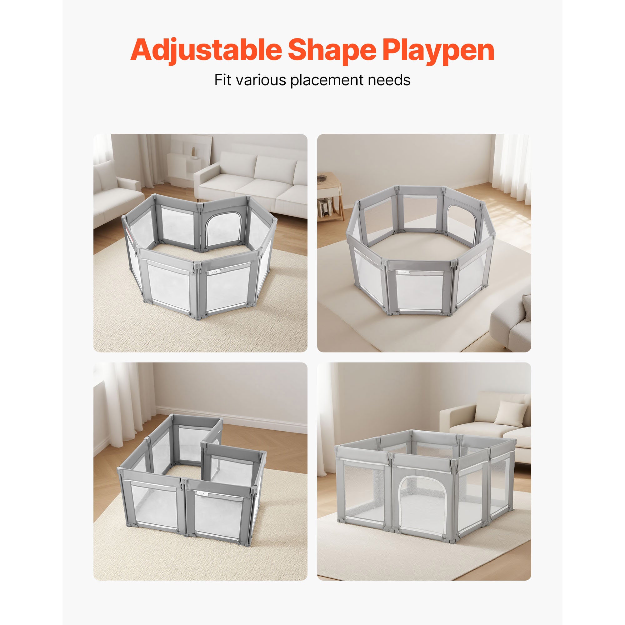 Baby Playpen, 78.7″ x 70.1″ Extra Large Toddlers Playpen, Foldable Baby Fence Play Yard with Zippered Door & Soft Breathable 