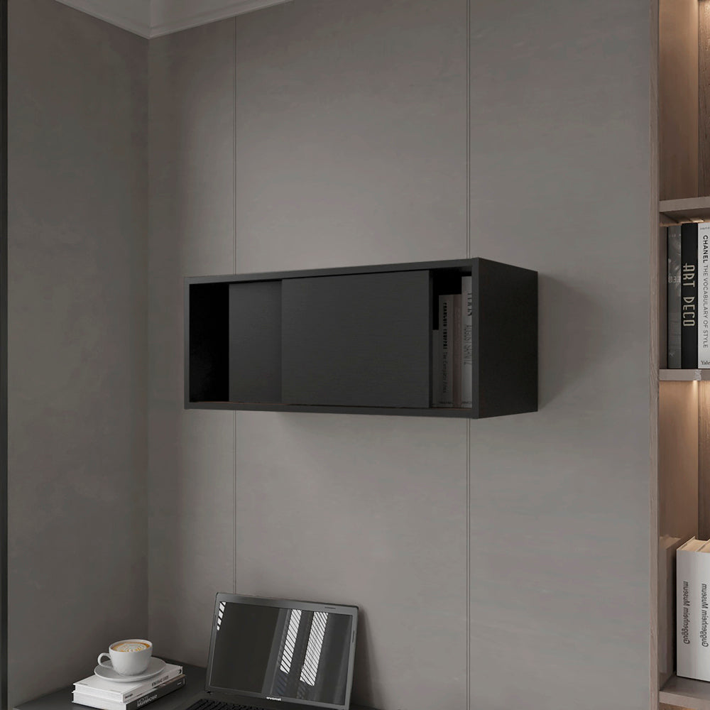 Wall Cabinet Bliss, Office, Black | Premium Home Decor - Grand Goldman
