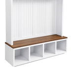 59''W Entryway Hall Tree with Bench and Storage, Farmhouse Wood-grain Accent 4-in-1 Hall Tree with Cabinets, Coat Racks and Hooks for Hallway, Entryway, living room and Mudroom - Grand Goldman Shop