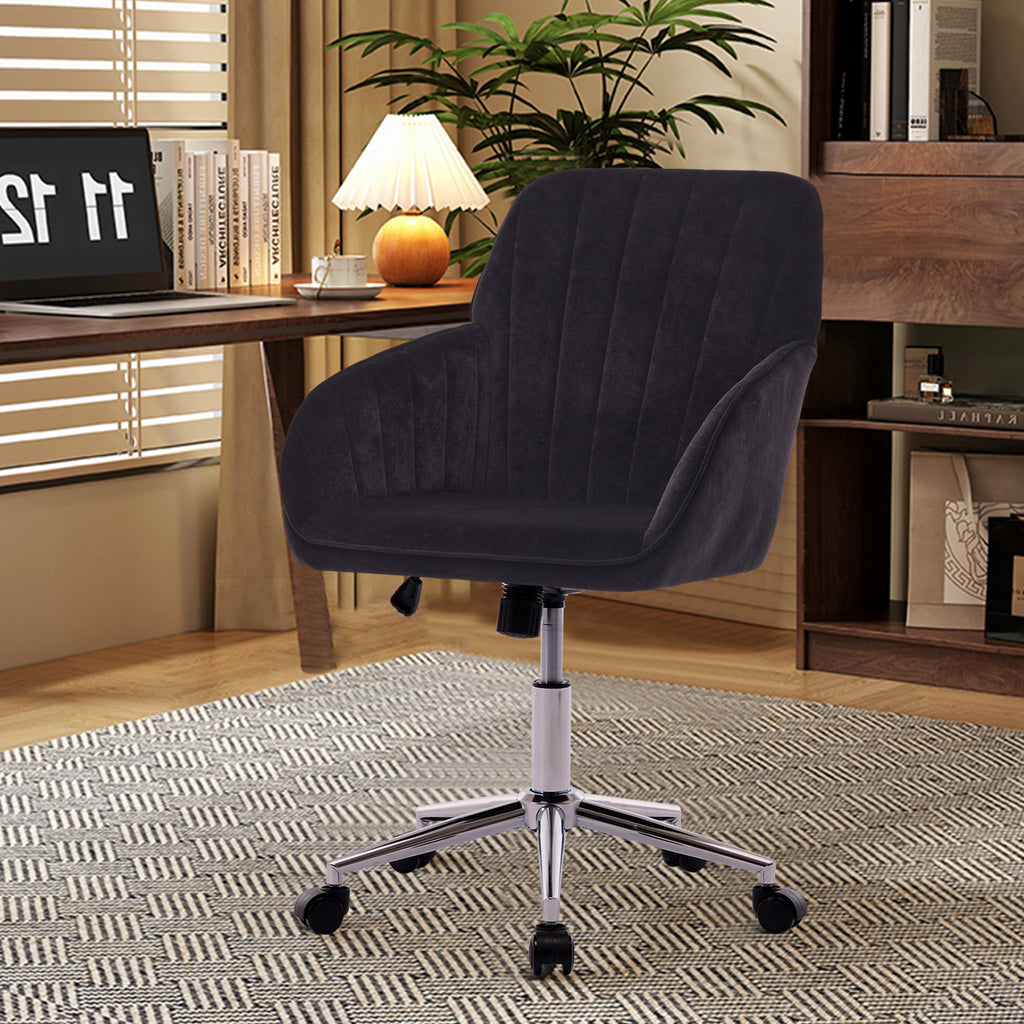 TY Adjustable Ergonomic Office Chair, Swivel Backrest Seat, Black Velvet, 24.60 x 22.84 x 38.00 inches - Grand Goldman