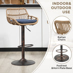 COOLMORE Modern Swivel Bar Stools Set of 2 Adjustable Counter Height Chairs with Footrest Blue Linen - Grand Goldman Shop