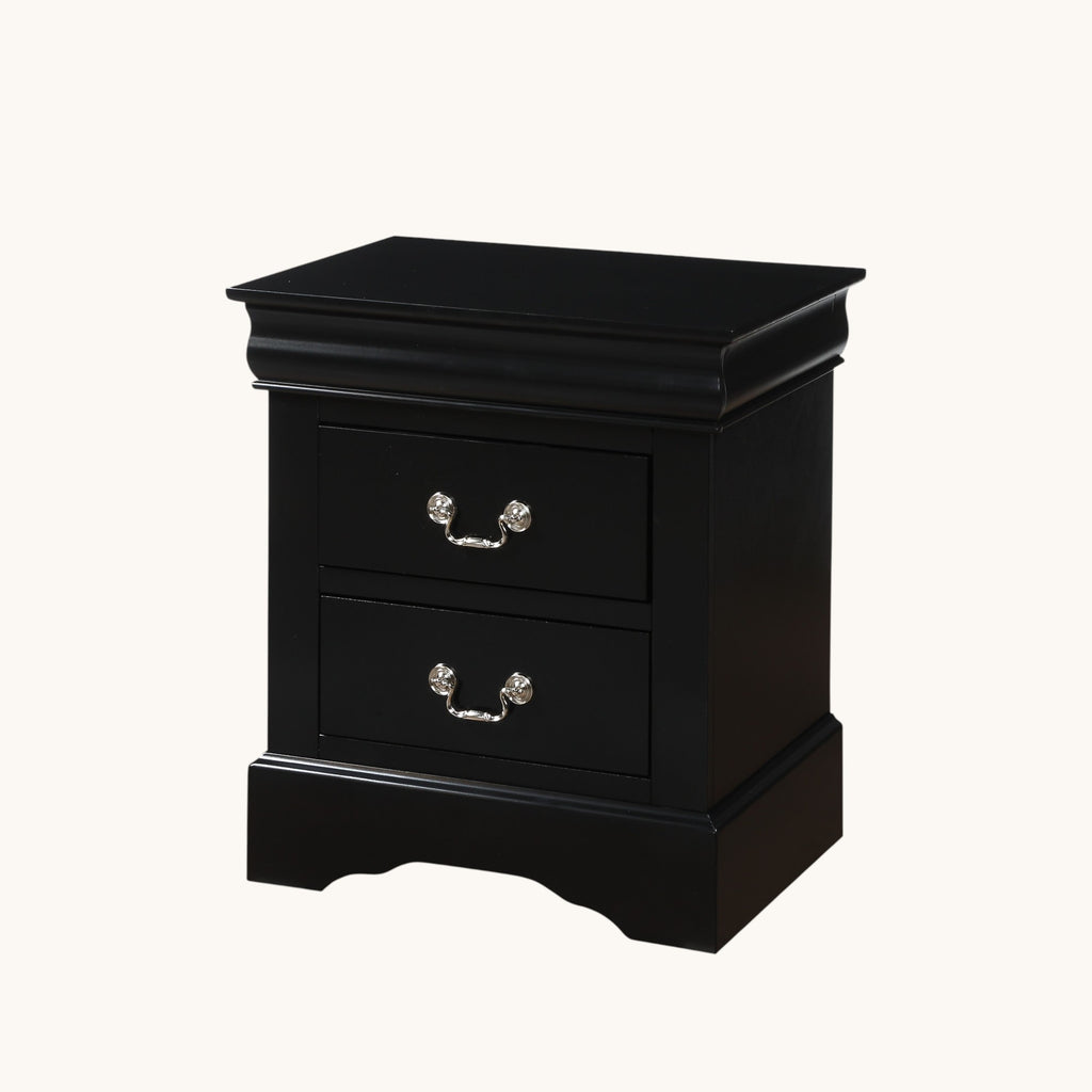 Louis Philippe III Black Finish Nightstand - Grand Goldman Shop