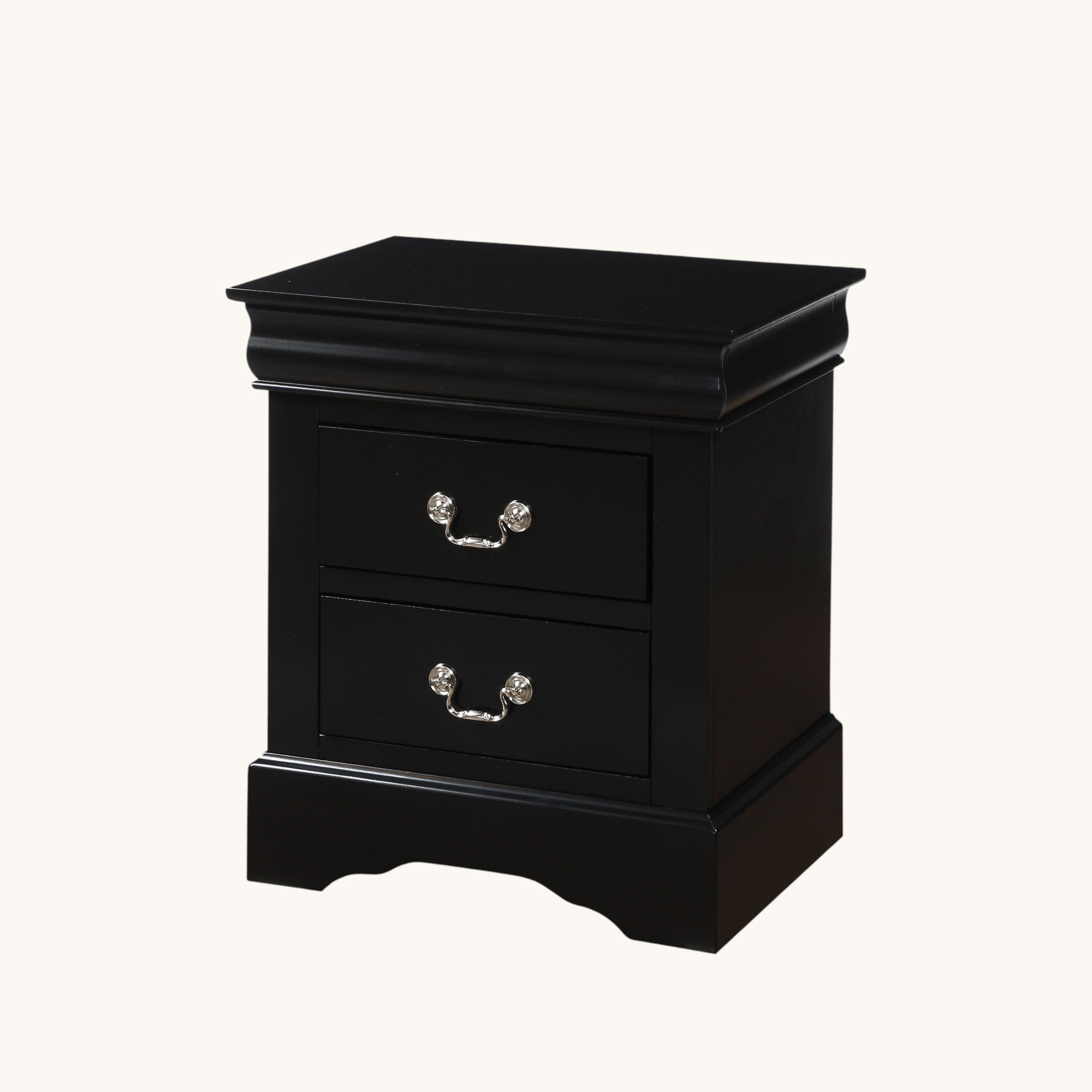 Louis Philippe III Black Finish Nightstand - Grand Goldman Shop