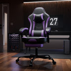 Gaming Chair, Ergonomic Computer Chair with Footrest and Massage Lumbar Support, Height Adjustable Swivel Video Game Chair fo