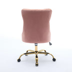 A&A Furniture Office Chair,Modern Velvet Upholstered Tufted Button Home Office Chair with Golden Metal Base,Adjustable Desk C