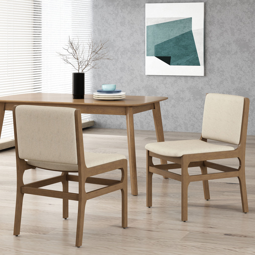 Elegant Dining Chair Set of Two Sophisticated Style Wheat Fabric - Grand Goldman Shop