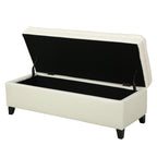 Juliana Storage Ottoman with Hidden Compartment in Ivory PU Leather, 50 x 20.5 Inches - Grand Goldman Shop